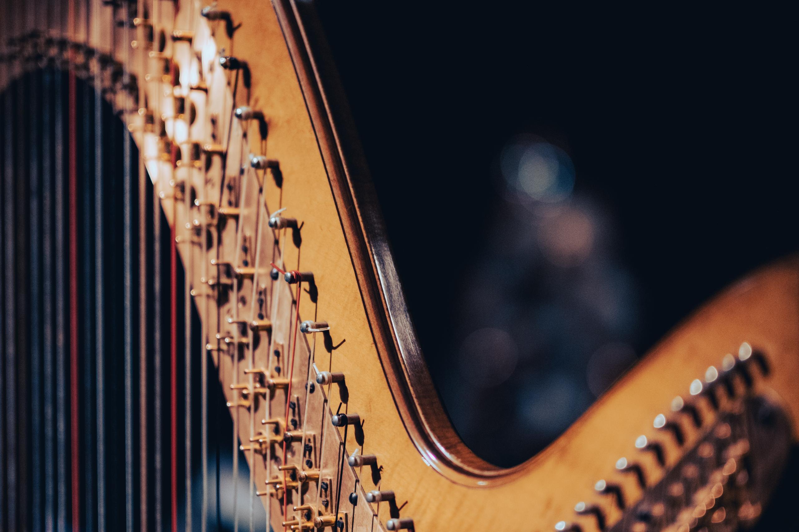 Detail of a concert harp